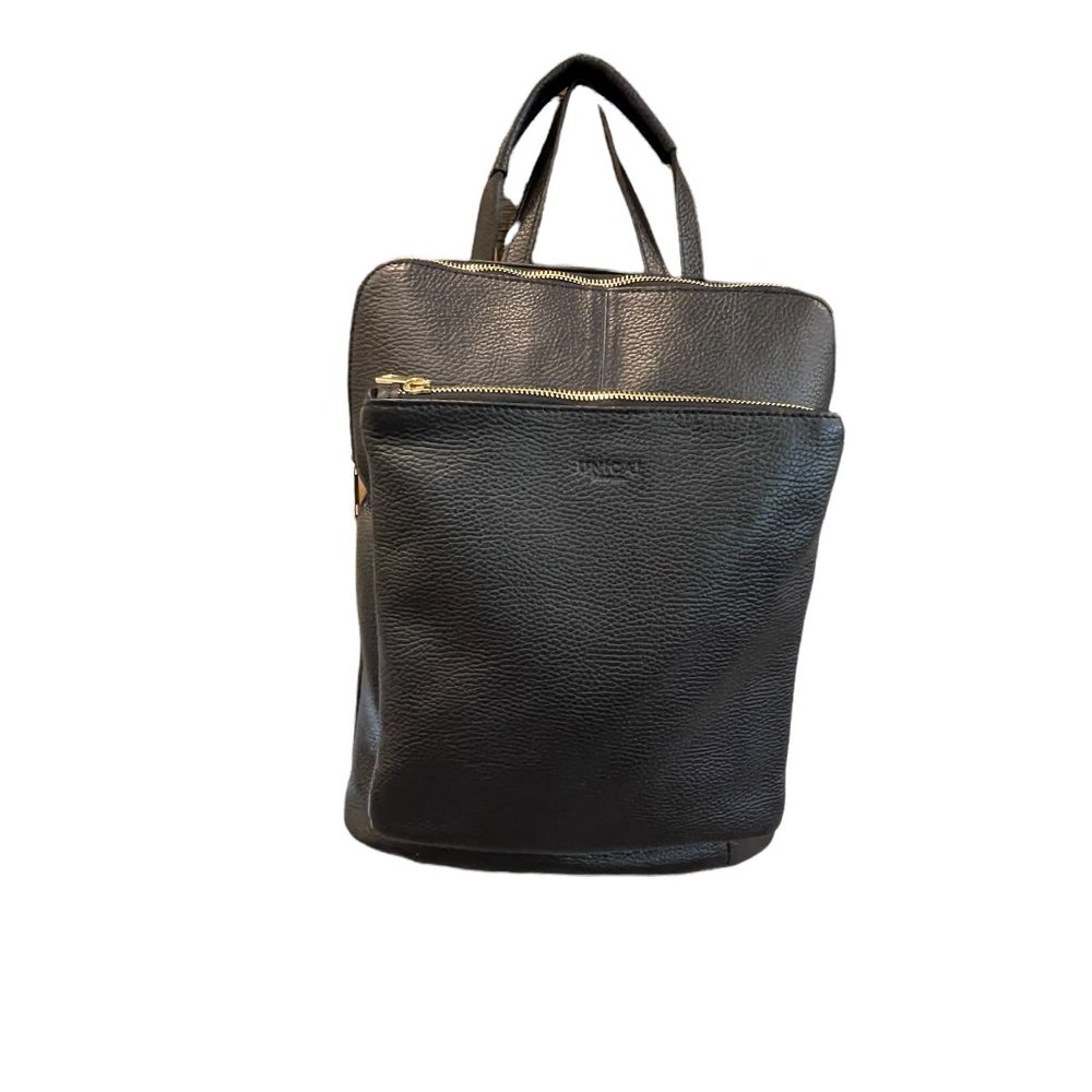 Utica Black Leather Backpack/purse/diaperback Made in Italy